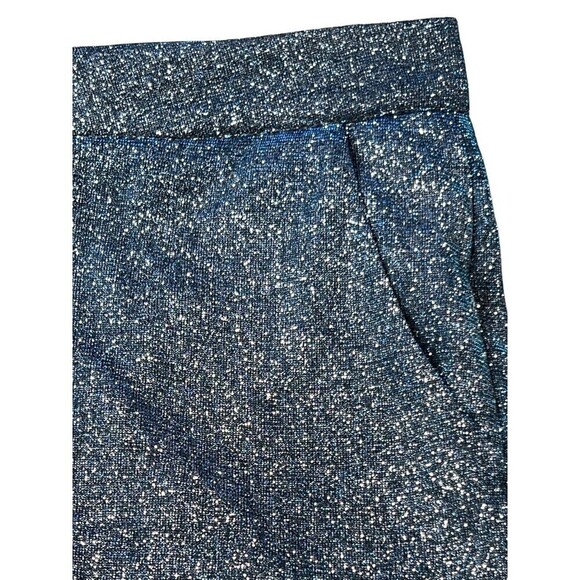 Shein Silver Blue Sparkle Mini Shorts Hot Pants Pockets Zip Closure Size Large - Picture 2 of 8